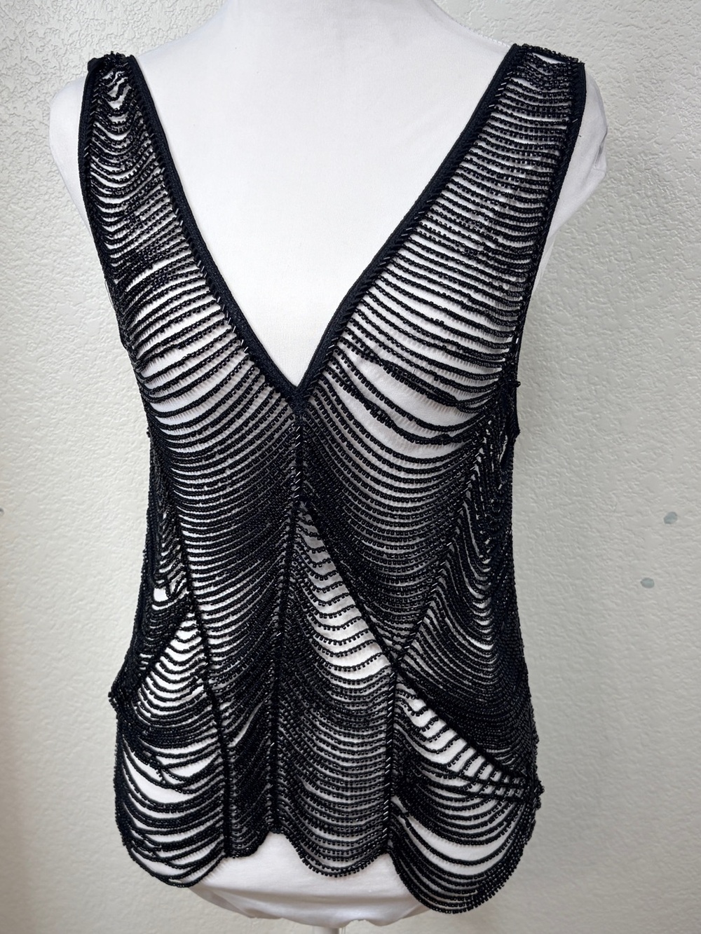 Zara ZW Collection NWT Fully Beaded Black Top Med